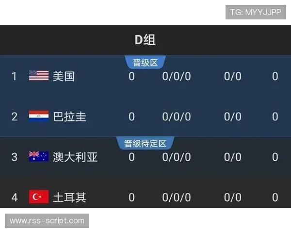 世界杯美国队D组出线机会排行榜